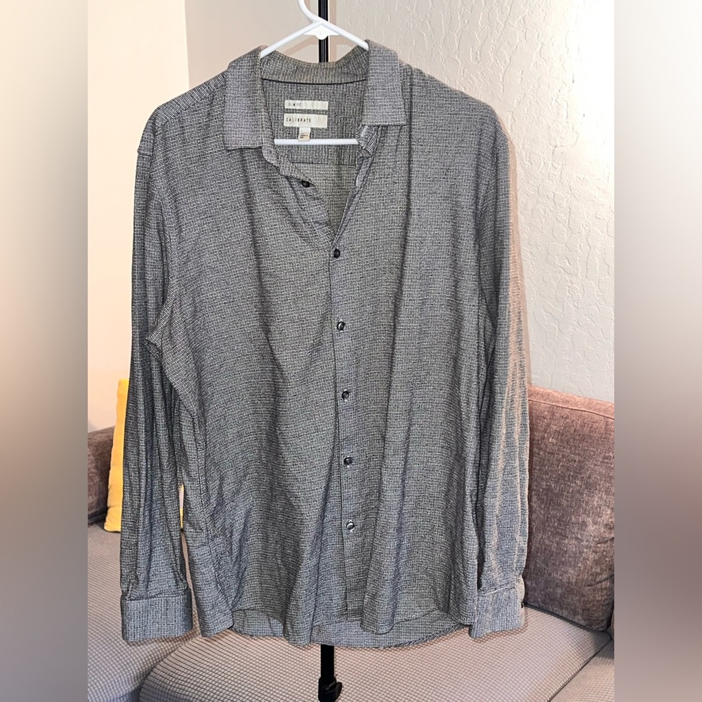 C2 by Calibrate Men's Gray Button-Down Shirt
